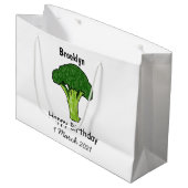 Broccoli Cartoon Illustration Große Geschenktüte (Vorderseite Schrägansicht)