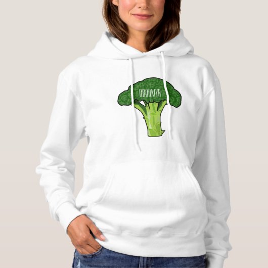 Broccoli Cartoon Illustration Hoodie (Vorderseite)