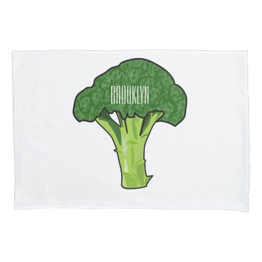 Broccoli Cartoon Illustration Kissenbezug (Vorderseite)