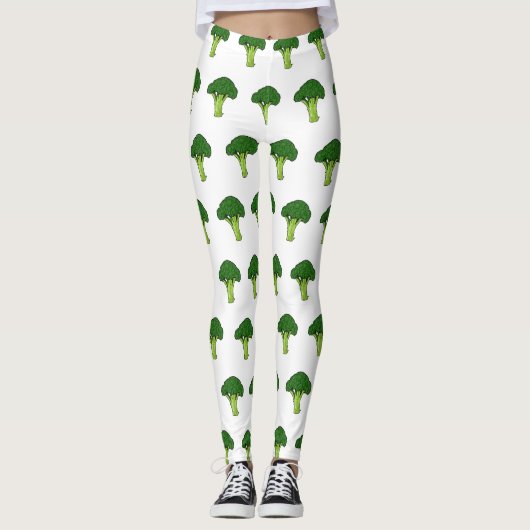 Broccoli Cartoon Illustration Leggings (Vorderseite)