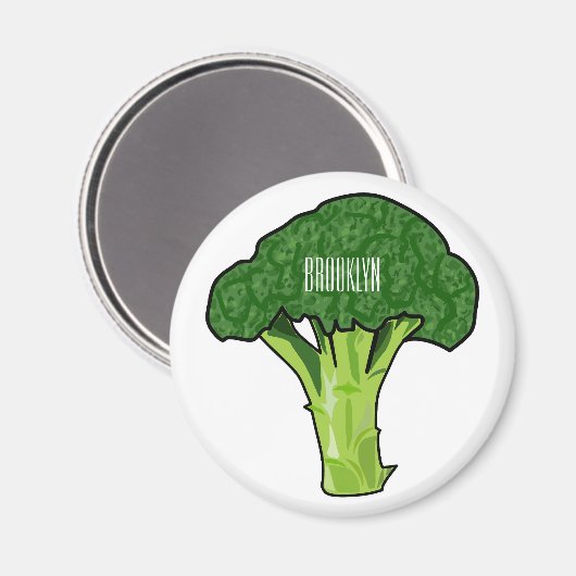 Broccoli Cartoon Illustration Magnet (Vorderseite/Rückseite)