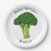 Broccoli Cartoon Illustration Pappteller (Vorderseite)