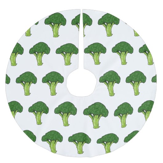 Broccoli Cartoon Illustration Polyester Weihnachtsbaumdecke (Vorderseite)