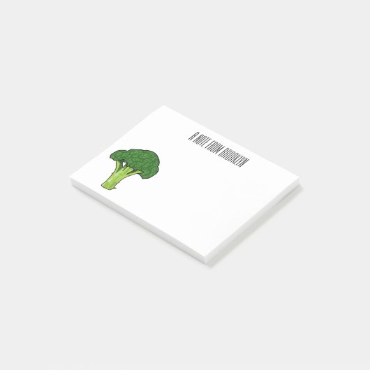 Broccoli Cartoon Illustration Post-it Klebezettel (angewinkelt)