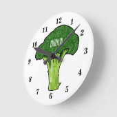 Broccoli Cartoon Illustration Runde Wanduhr (Winkel)