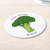 Broccoli Cartoon Illustration Runder Pappuntersetzer (Angewinkelt)