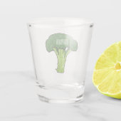 Broccoli Cartoon Illustration Schnapsglas (Rückseite)