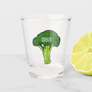 Broccoli Cartoon Illustration Schnapsglas
