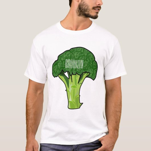 Broccoli Cartoon Illustration T-Shirt (Vorderseite)