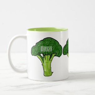 Broccoli Cartoon Illustration Zweifarbige Tasse