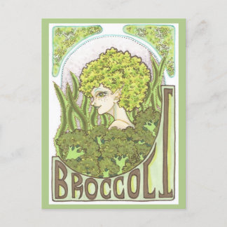 Broccoli Fantasy Art Nouveau Portrait Print Postkarte