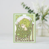 Broccoli Fantasy Art Nouveau Portrait Print Postkarte (Stehend Vorderseite)