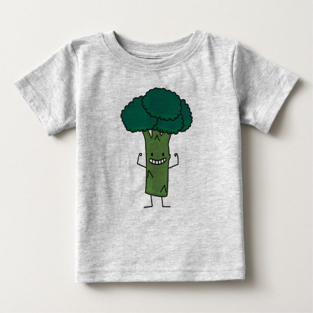 Broccoli Flechten Happy Baum Kopf grünes Gemüse Baby T-shirt (Vorderseite)