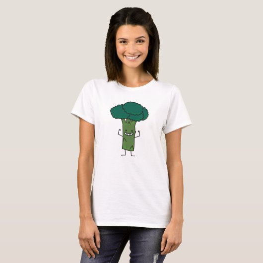 Broccoli Flechten Happy Baum Kopf grünes Gemüse T-Shirt (Vorne ganz)