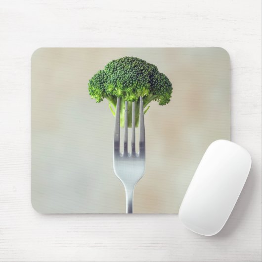Broccoli Floret On a Fork Mousepad (Mit Mouse)