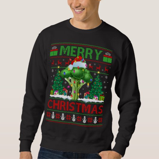 Broccoli Gemüse Lover Xmas Tree Ugly Broccoli C Sweatshirt (Vorderseite)