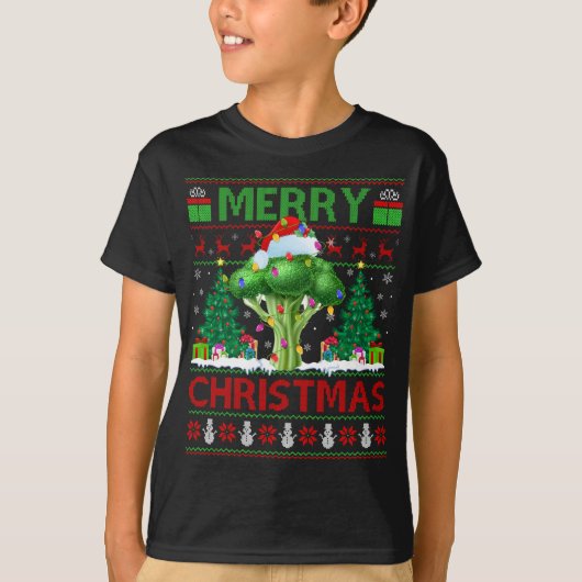 Broccoli Gemüse Lover Xmas Tree Ugly Broccoli C T-Shirt (Vorderseite)