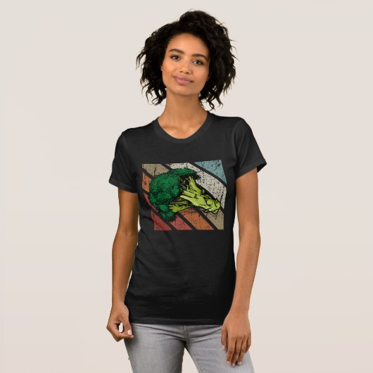 Broccoli Geschenk Retro Veganes Gemüse Broccoli T-Shirt (Vorne ganz)