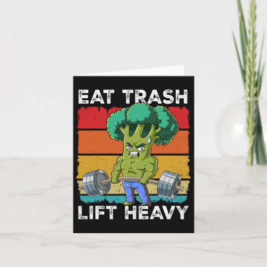 Broccoli Gym Weichtrainings essen Müllhalde schwer Karte (Vorderseite)