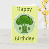 Broccoli Happy Birthday Karte (Gelbe Blume)