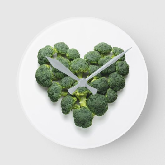 Broccoli Heart Runde Wanduhr (Vorderseite)