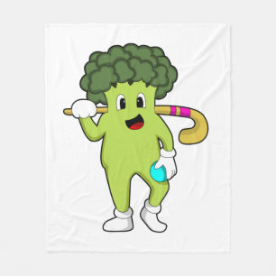 Broccoli im Hockey mit Hockey-Fledermaus Fleecedecke