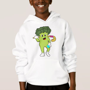 Broccoli im Hockey mit Hockey-Fledermaus Hoodie