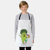 Broccoli im Hockey mit Hockey-Fledermaus Schürze (Getragen)