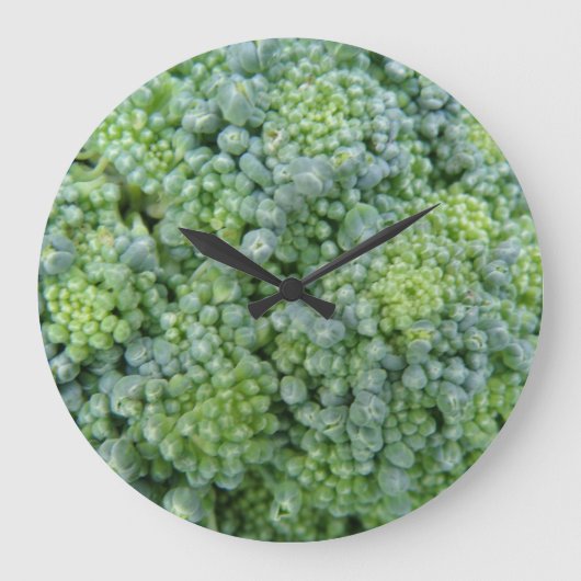 Broccoli Macro Wall Clock Große Wanduhr (Vorderseite)