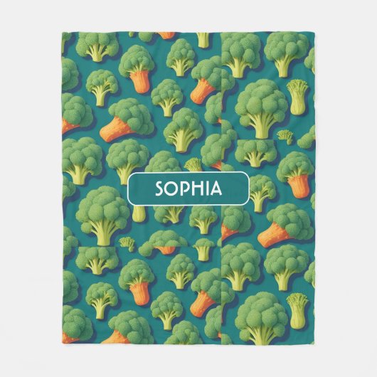 Broccoli Retro Personalisiertes Muster Fleecedecke (Vorderseite)