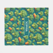 Broccoli Retro Personalisiertes Muster Fleecedecke (Vorderseite (Horizontal))