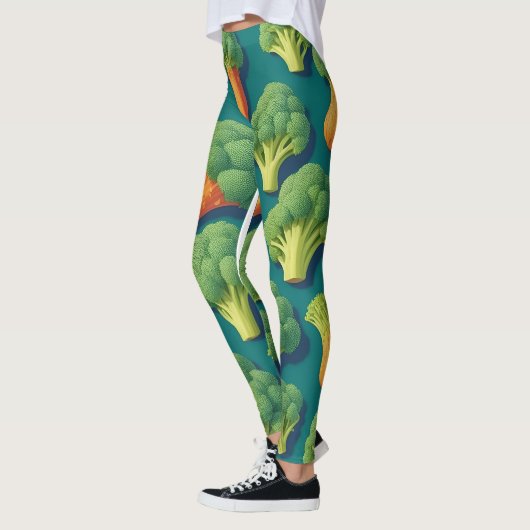 Broccoli Retro Personalisiertes Muster Leggings (Links)