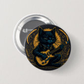 Broche Black Cat Gitarre Hobby lustig Button (Vorne & Hinten)