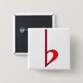 Broche (Botton) Bemol Vermelho Button (Vorne & Hinten)