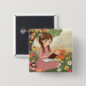 Broche Botton quadrado Menina no Jardim Button (Vorne & Hinten)