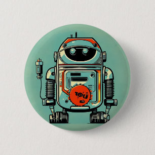 Broche Vintager Roboter alte schmutzige rustikale Button