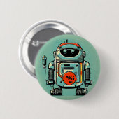 Broche Vintager Roboter alte schmutzige rustikale Button (Vorne & Hinten)
