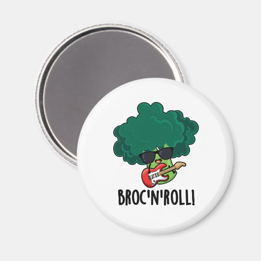 Brock and Roll Funny Veggie Broccoli Pun Magnet (Vorderseite/Rückseite)