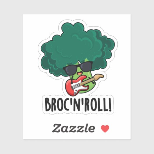Brock n Roll Funny Veggie Broccoli Pun Aufkleber (Blatt)