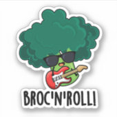 Brock n Roll Funny Veggie Broccoli Pun Aufkleber (Vorderseite)