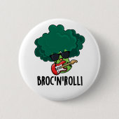 Brock n Roll Funny Veggie Broccoli Pun Button (Vorderseite)