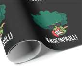 Brock n Roll Funny Veggie Broccoli Pun Dark BG Geschenkpapier (Rolleneckpunkt)