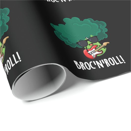 Brock n Roll Funny Veggie Broccoli Pun Dark BG Geschenkpapier (Rolleneckpunkt)