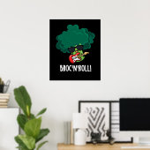 Brock n Roll Funny Veggie Broccoli Pun Dark BG Poster (Heimbüro)