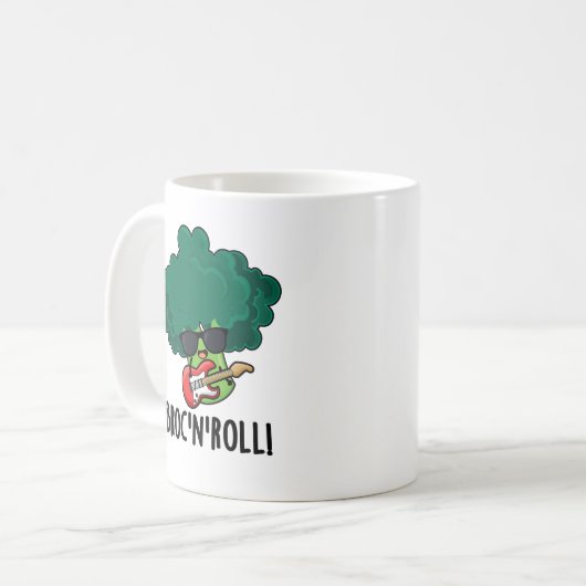 Brock n Roll Funny Veggie Broccoli Pun Kaffeetasse (Vorderseite Links)