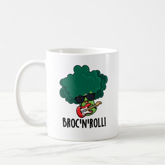 Brock n Roll Funny Veggie Broccoli Pun Kaffeetasse (Links)
