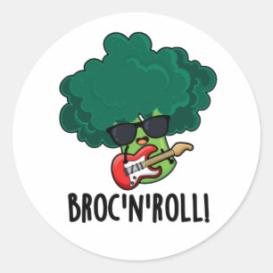 Brock n Roll Funny Veggie Broccoli Pun Runder Aufkleber