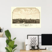 Brockton, MA Panoramic Map - 1844 Poster (Heimbüro)