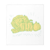 Brocolli Capsicum Zwiebel Zeichnend Notizblock (Vorderseite)