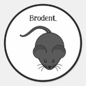 Brodent Bro Cartoon, Lustige Graue Ratte oder Maus Runder Aufkleber (Vorderseite)